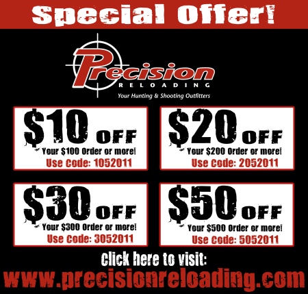 Precision Reloading Coupon Code Offer for May