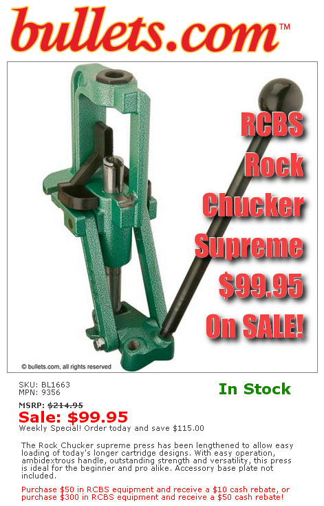 RCBS Rock Chucker Supreme Press Sale bullets.com reloading rebate