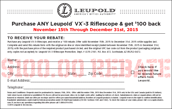Leupold Rebate VX-3 Scope Optics
